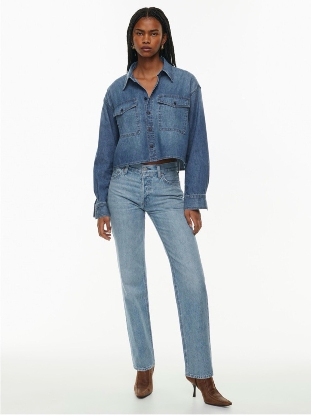 Denim Forum Joni Lo-Rise Loose Jeans 24 Medium Wash 100% Cotton 90s Aritzia